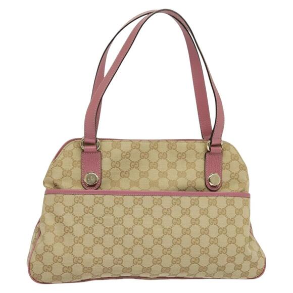 GUCCI GG Canvas Tote Bag Gold Beige Pink - Picture 1 of 16